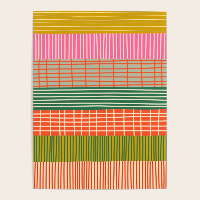Mid Century Finnish Patchwork Abstract Stripe Pattern Poster Gallery Image 4