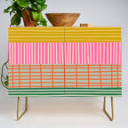 Mid Century Finnish Patchwork Abstract Stripe Pattern Credenza Gallery Image 1