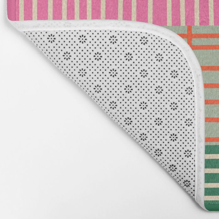 Mid Century Finnish Patchwork Abstract Stripe Pattern Bath Mat Gallery Image 2