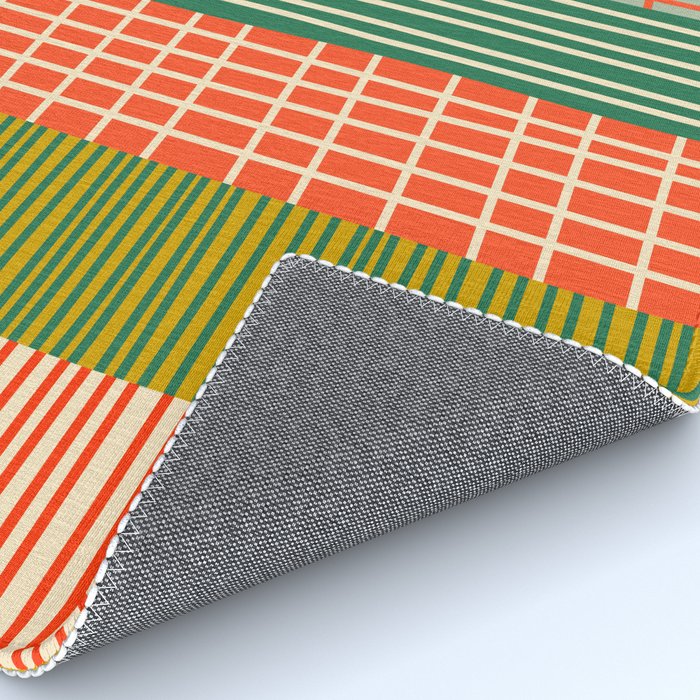 Mid Century Finnish Patchwork Abstract Stripe Pattern Rug Gallery Image 4