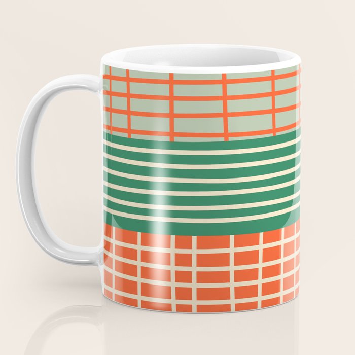 Mid Century Finnish Patchwork Abstract Stripe Pattern Coffee Mug Gallery Image 3