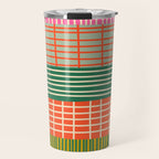 Mid Century Finnish Patchwork Abstract Stripe Pattern Travel Mug Gallery Image 1