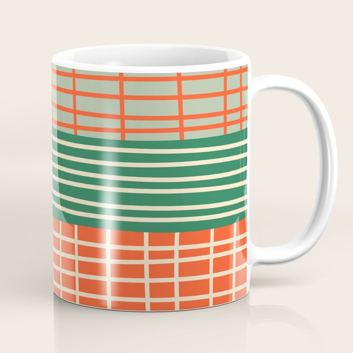Mid Century Finnish Patchwork Abstract Stripe Pattern Coffee Mug Gallery Image 1
