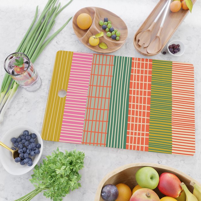 Mid Century Finnish Patchwork Abstract Stripe Pattern Cutting Board Gallery Image 2