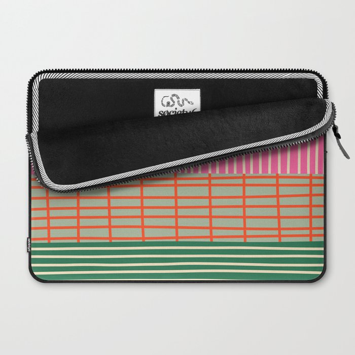 Mid Century Finnish Patchwork Abstract Stripe Pattern Laptop Sleeve Gallery Image 2