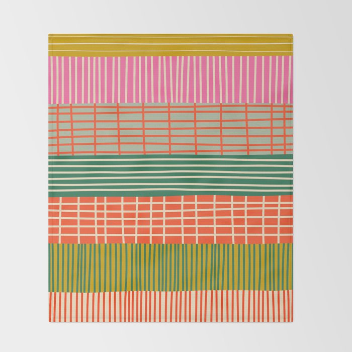 Mid Century Finnish Patchwork Abstract Stripe Pattern Throw Blanket Gallery Image 2