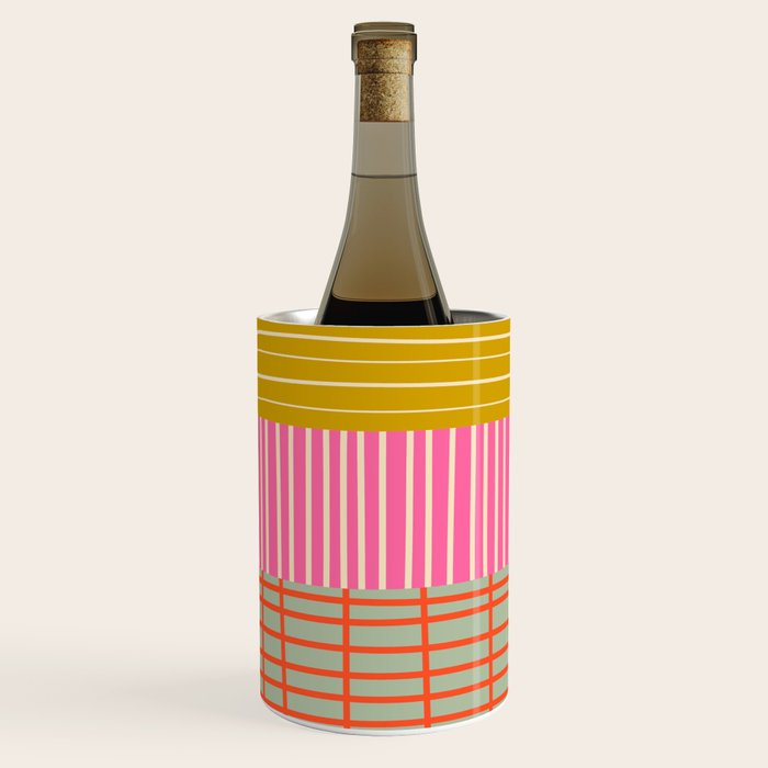 Mid Century Finnish Patchwork Abstract Stripe Pattern Wine Chiller Gallery Image 2