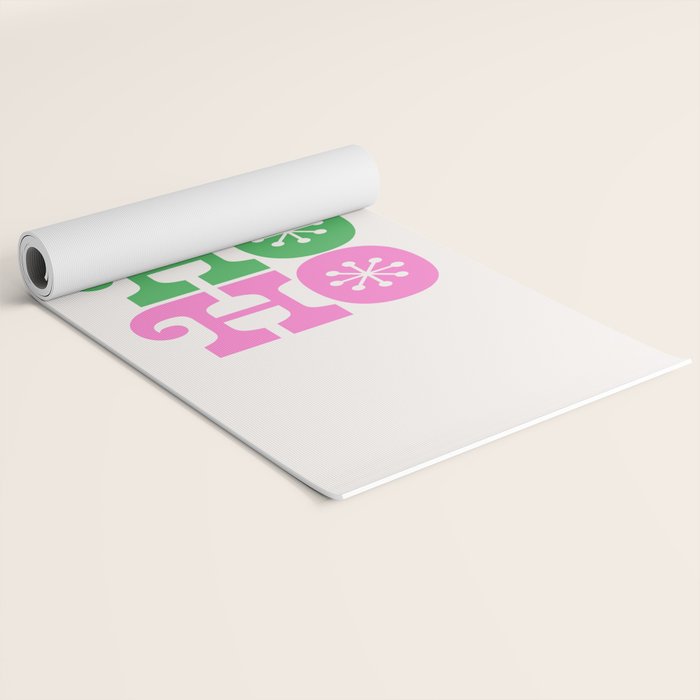 Ho Ho Ho - Pink and Green Yoga Mat Gallery Image 2