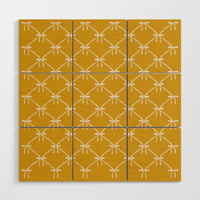 Bows & Ribbons Pattern XX Golden Yellow Wood Wall Art Gallery Image 1