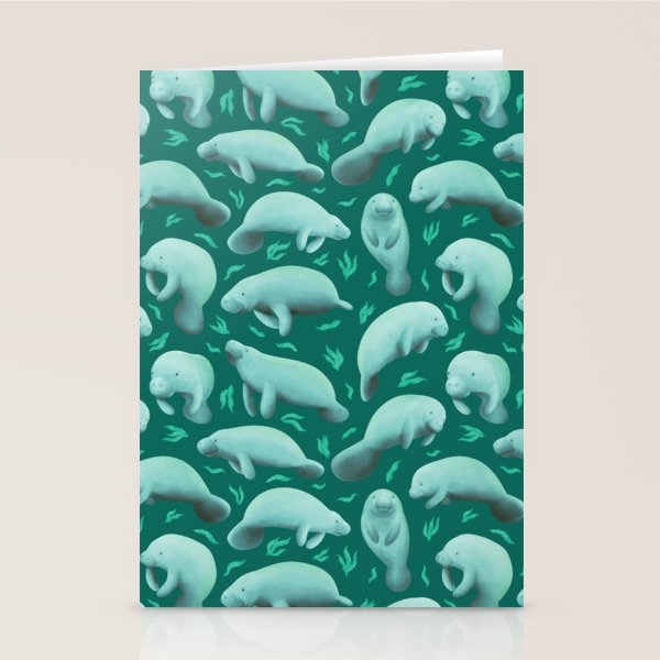 manatees (teal) Stationery Card Gallery Image 2