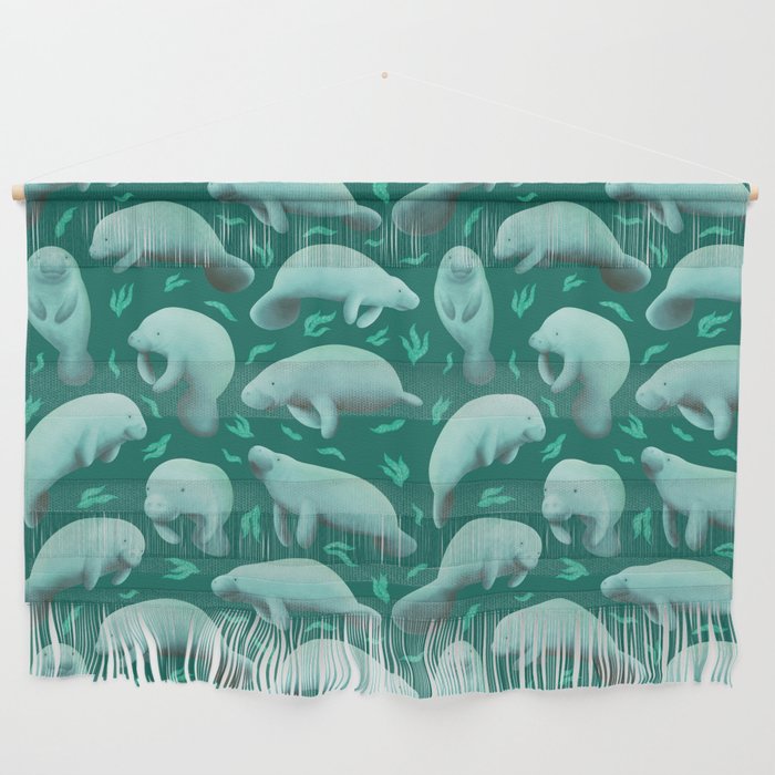 manatees (teal) Wall Hanging Gallery Image 1