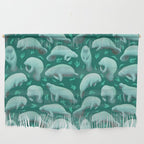manatees (teal) Wall Hanging Gallery Image 1
