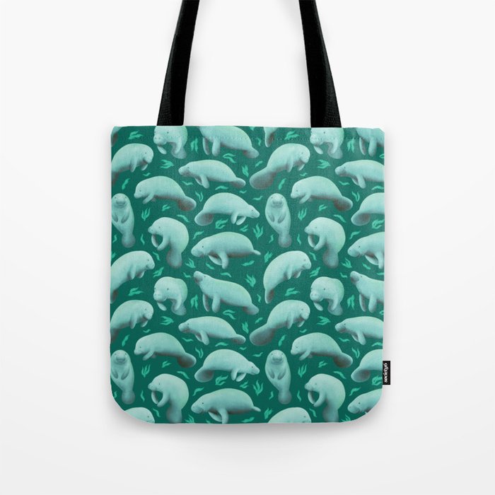 manatees (teal) Tote Bag Gallery Image 1