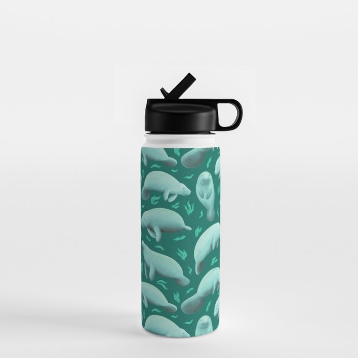 manatees (teal) Water Bottle Gallery Image 1
