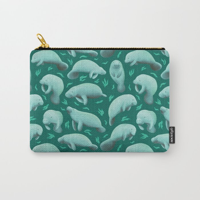 manatees (teal) Carry All Pouch Gallery Image 1