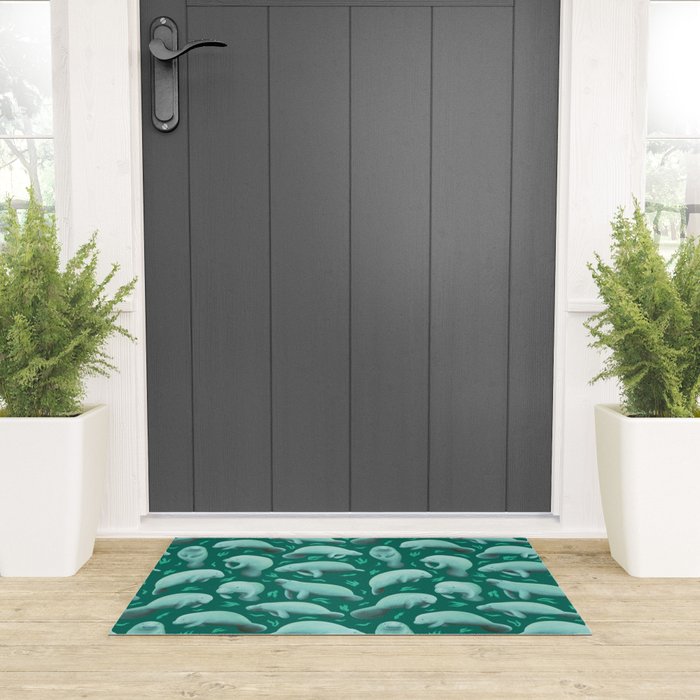 manatees (teal) Welcome Mat Gallery Image 3