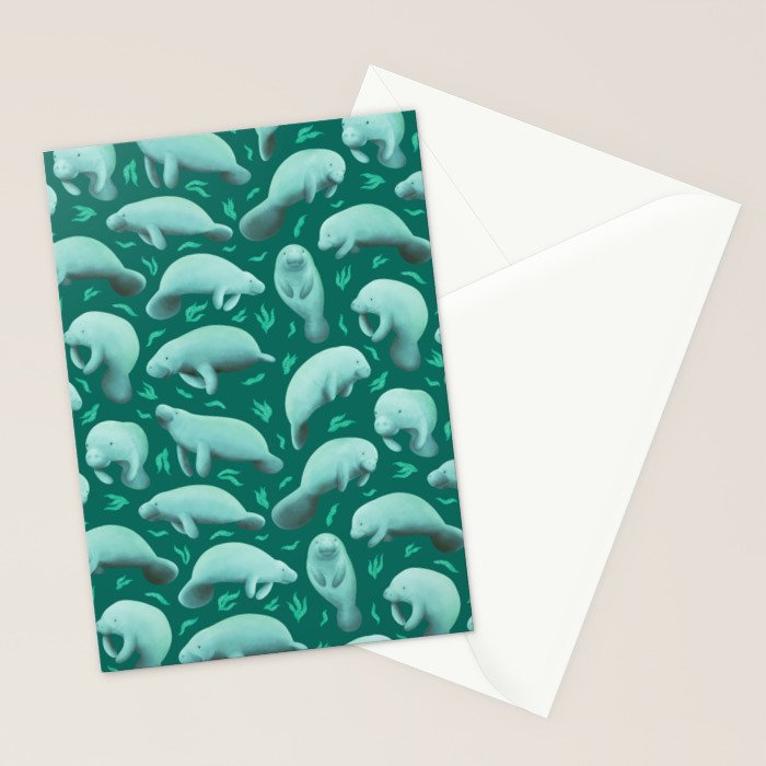manatees (teal) Stationery Card Gallery Image 2