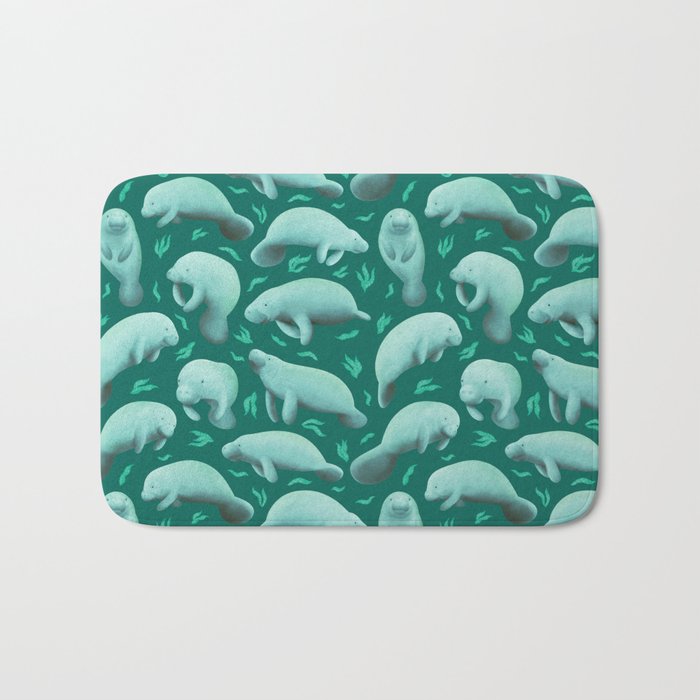 manatees (teal) Bath Mat Gallery Image 1