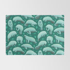 manatees (teal) Rug Gallery Image 2