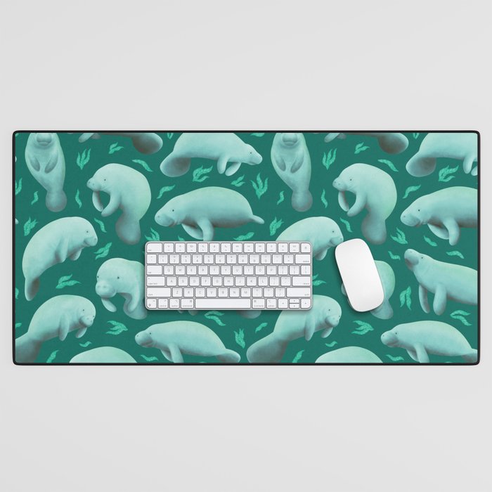 manatees (teal) Desk Mat Gallery Image 1