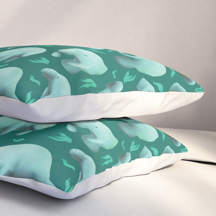 manatees (teal) Pillow Sham Gallery Image 3