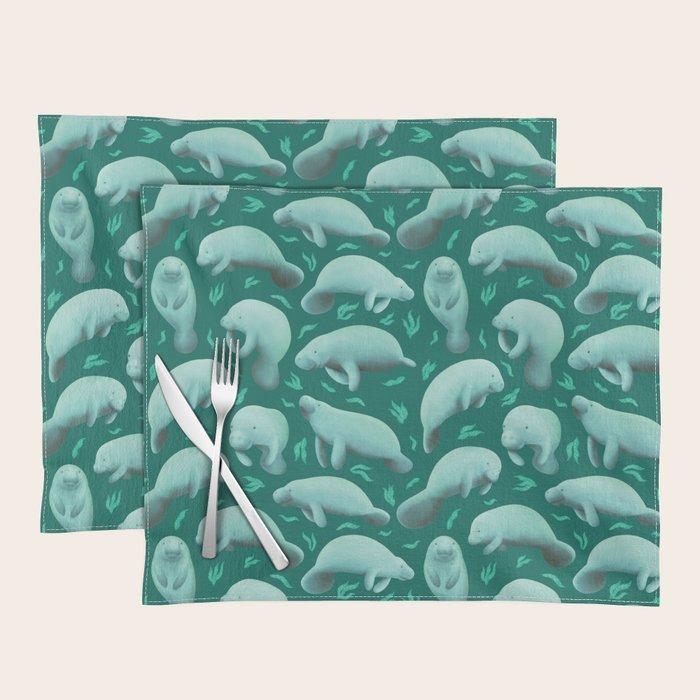 manatees (teal) Placemat Gallery Image 1