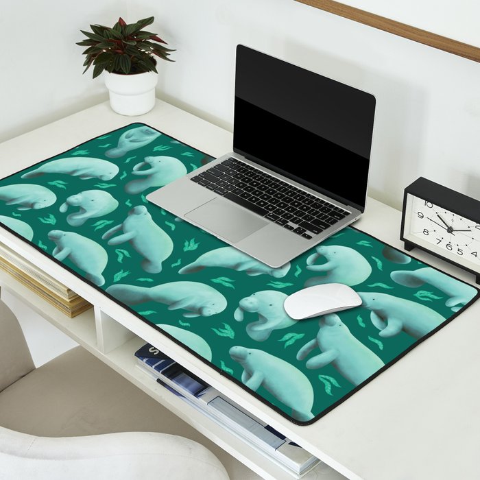 manatees (teal) Desk Mat Gallery Image 2