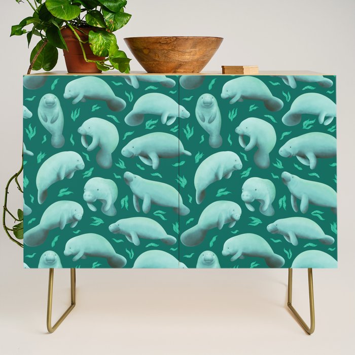 manatees (teal) Credenza Gallery Image 1