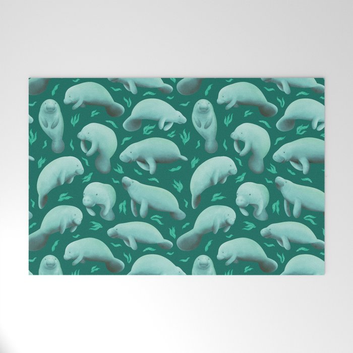 manatees (teal) Welcome Mat Gallery Image 1