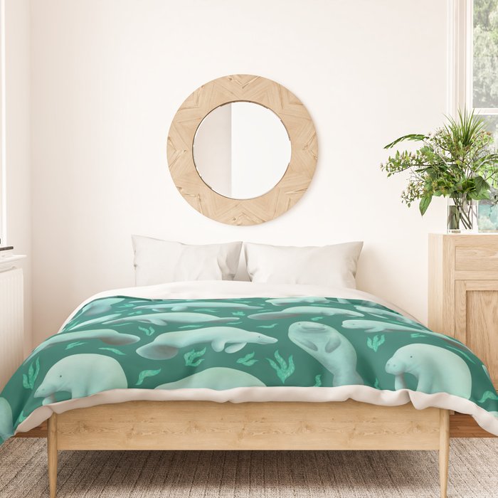 manatees (teal) Duvet Cover Gallery Image 3