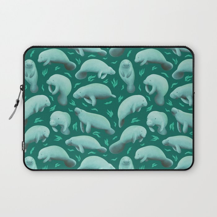 manatees (teal) Laptop Sleeve Gallery Image 1