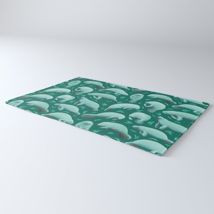 manatees (teal) Rug Gallery Image 3
