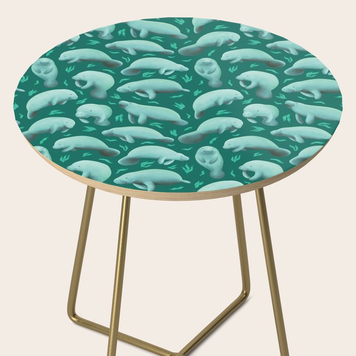 manatees (teal) Side Table Gallery Image 2