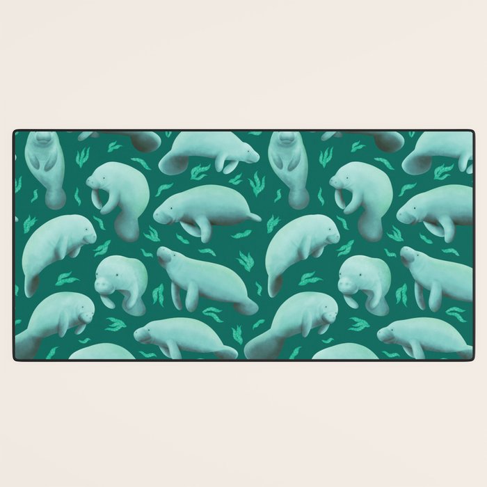 manatees (teal) Desk Mat Gallery Image 3
