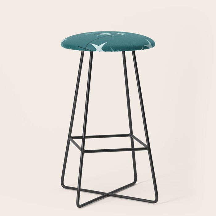 Mid Century Modern Stars (Ocean Green) Stool Gallery Image 1