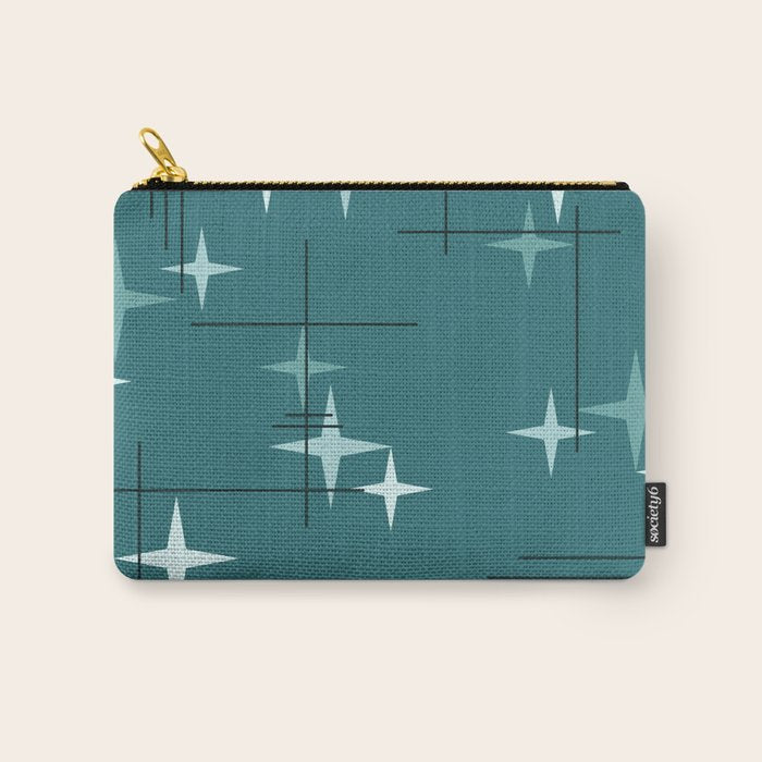Mid Century Modern Stars (Ocean Green) Carry All Pouch Gallery Image 1