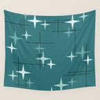 Mid Century Modern Stars (Ocean Green) Wall Tapestry Gallery Image 4