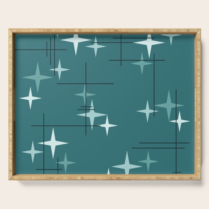 Mid Century Modern Stars (Ocean Green) Serving Tray Gallery Image 1