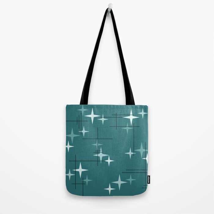 Mid Century Modern Stars (Ocean Green) Tote Bag Gallery Image 2
