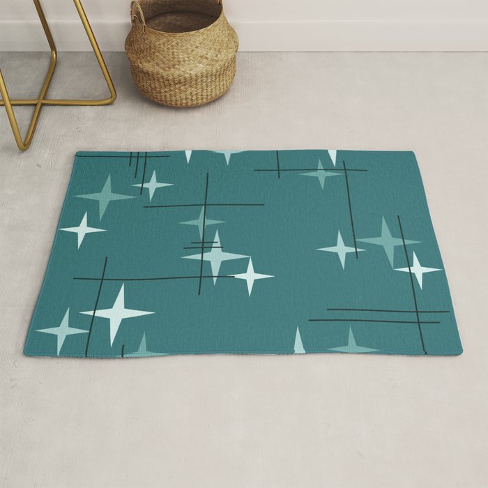 Mid Century Modern Stars (Ocean Green) Rug Gallery Image 1