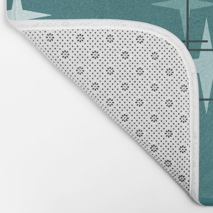 Mid Century Modern Stars (Ocean Green) Bath Mat Gallery Image 2