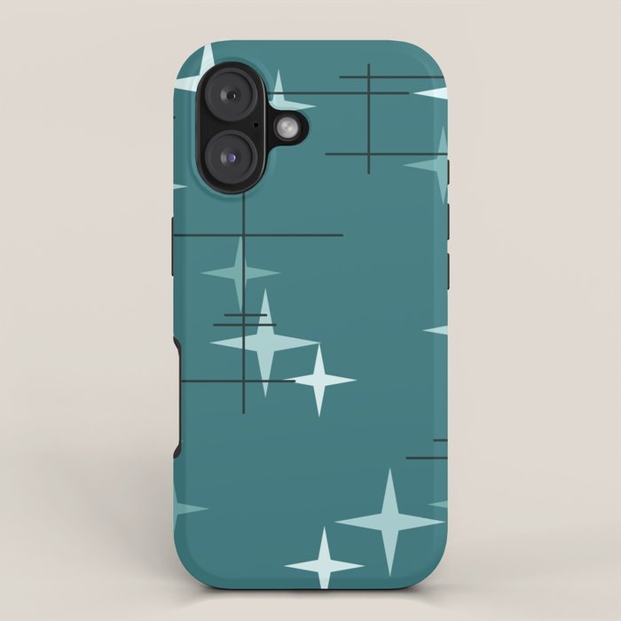 Mid Century Modern Stars (Ocean Green) iPhone Case Gallery Image 1