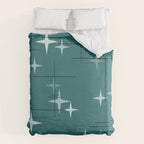 Mid Century Modern Stars (Ocean Green) Duvet Cover Gallery Image 6