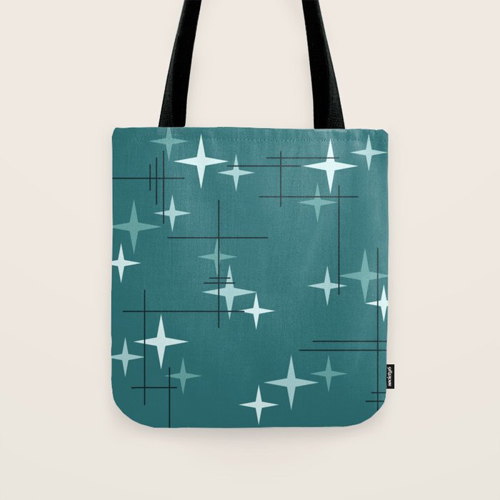 Mid Century Modern Stars (Ocean Green) Tote Bag Gallery Image 1