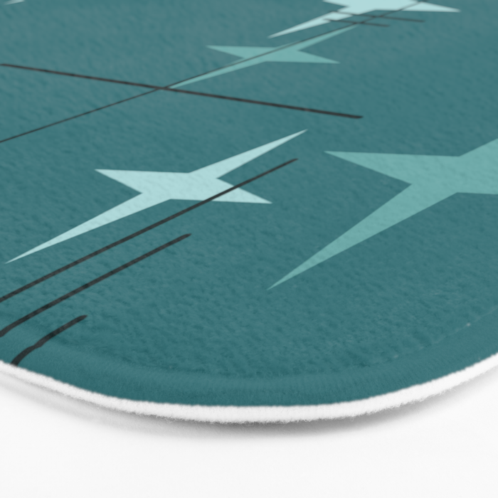 Mid Century Modern Stars (Ocean Green) Bath Mat Gallery Image 3