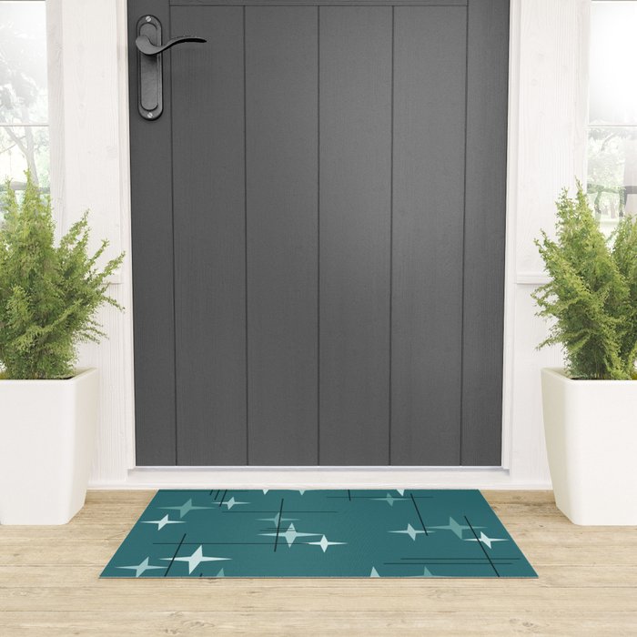 Mid Century Modern Stars (Ocean Green) Welcome Mat Gallery Image 3