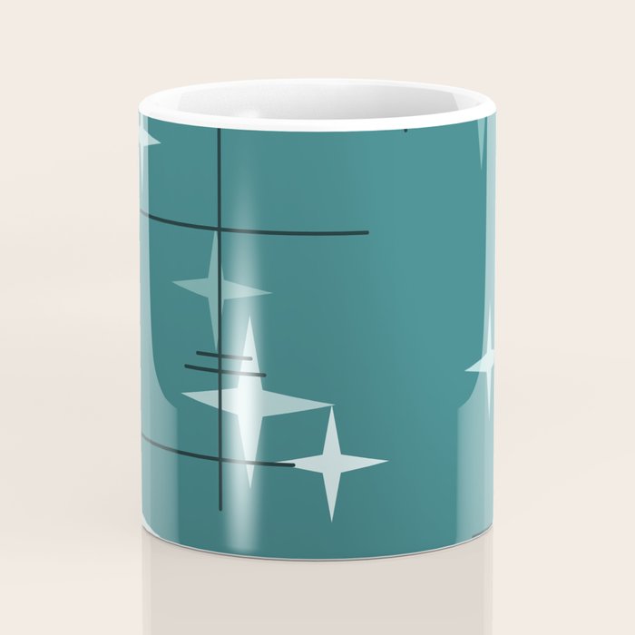 Mid Century Modern Stars (Ocean Green) Coffee Mug Gallery Image 4