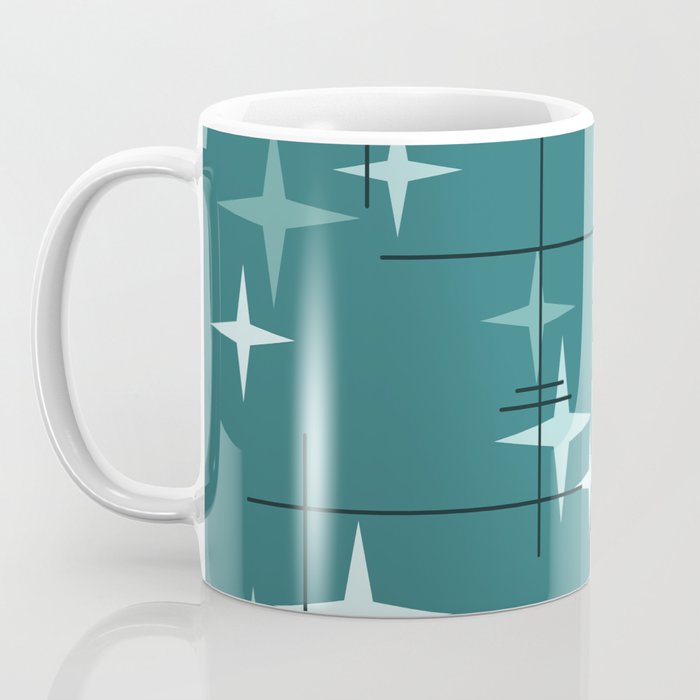 Mid Century Modern Stars (Ocean Green) Coffee Mug Gallery Image 3