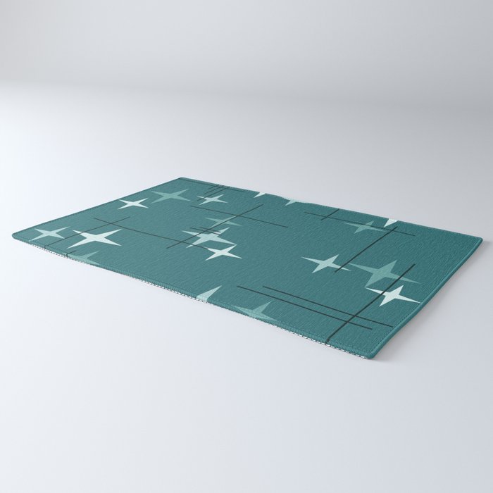 Mid Century Modern Stars (Ocean Green) Rug Gallery Image 3
