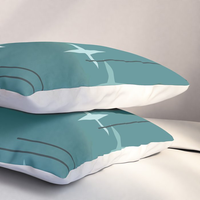 Mid Century Modern Stars (Ocean Green) Pillow Sham Gallery Image 3